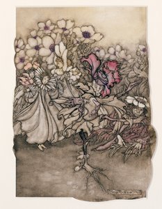 Illustration de Peter Pan dans les jardins de Kensington par J.M. Barrie (1860-1937) 1906 - Arthur Rackham