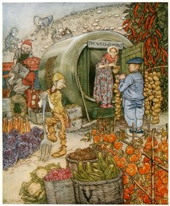 M. et Mme Vinaigre chez eux, Frontispice des Contes de fées anglais, pub. 1918 - Arthur Rackham