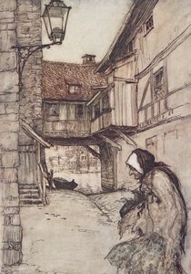 Il était une fois une pauvre vieille femme qui vivait dans un village, des Contes de fées des frères Grimm, pub. 1909 - Arthur Rackham