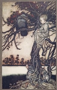 Présenta son étrange cas à Old Solomon Caw, de Peter Pan dans les jardins de Kensington par J M Barrie, pub. 1906