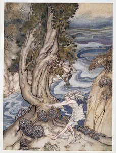 Re-enter Ariel like a water-nymph, illustration de La Tempête de William Shakespeare, pub. 1926 - Arthur Rackham
