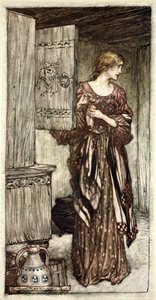 Sieglinde prépare la boisson de Hunding pour la nuit, 1910 - Arthur Rackham