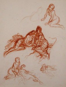 Études de filles assises sur l