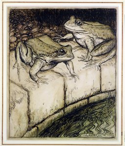 Les grenouilles et le puits, illustration des Fables d
