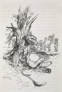 Le Gryphon assis contre un arbre