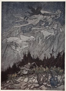 Les montagnes de Kaatskill avaient toujours été hantées par des êtres étranges, de Rip Van Winkle par Washington Irving, pub. 1910 - Arthur Rackham