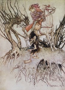 Le chevalier Hulbrand avec un gnome, illustration pour le conte 