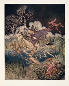 Le Cauchemar, avec ses neuf plis entiers ?, de La Légende de Sleepy Hollow par Washington Irving, pub. 1928 - Arthur Rackham
