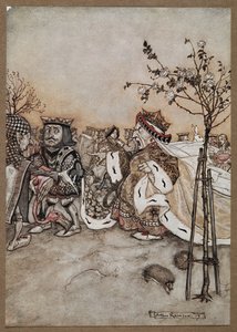 La Reine de Cœur criant en colère après le jeu de croquet - Arthur Rackham