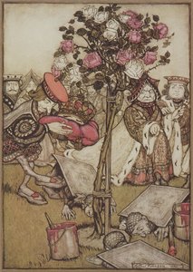 La Reine se détourna en colère de lui et dit au Valet, "Retournez-les", d