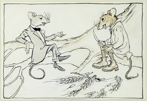 La souris de la ville et la souris des champs, illustration des Fables d