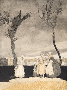 Les femmes de Sleepy Hollow (page intérieure), de La Légende de Sleepy Hollow par Washington Irving (1783 - 1859), pub. 1928 - Arthur Rackham