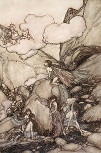 Ces montagnes féeriques, de Rip Van Winkle par Washington Irving, pub. 1910 - Arthur Rackham