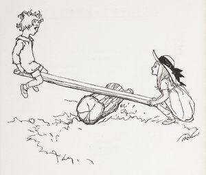 Deux enfants sur une balançoire - Arthur Rackham