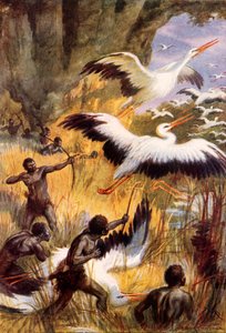 La bataille des pygmées et des cigognes (lithographie couleur)