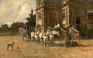 Vue de face de Wollaton Hall, Nottingham avec cheval et calèche, vers 1880-1906