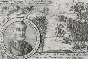 Pedro de Alvarado (1485-1541). Conquistador espagnol et gouverneur du Guatemala. Bataille d