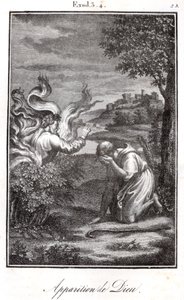 Bible - Moïse et le buisson ardent Dieu apparaît à Moïse depuis un buisson ardent. - Artist Unknown