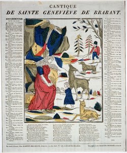 Cantique de saint Geneviève de Brabant - wood engraving. - Artist Unknown