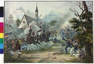 Combat entre soldats français et paysans tyroliens - Artist Unknown