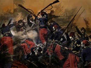 Soldats français à la bataille de Malakoff, guerre de Crimée, tiré de Cassell