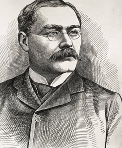 KIPLING, Rudyard (1865-1936). Écrivain britannique, né en Inde. Prix Nobel de littérature 1907. Portrait de Kipling. Gravure.