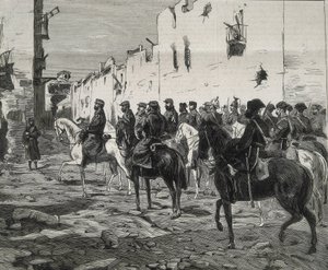 Espagne. La Première République (1873-1874). Canton de Carthagène. Le général José López Domínguez à Carthagène après la capitulation des cantonistes. Image publiée dans "La Ilustracion Española y Americana". Eau-forte. - Artist Unknown