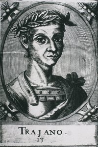 TRAJAN, Marcus Ulpius Traianus (53-117). Portrait de Trajan avec des lauriers. (détail) - Artist Unknown