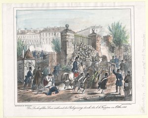 La ligne Lerchenfelder pendant le siège par les troupes k. k. en octobre 1848 - Artist Unknown