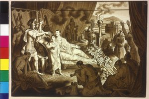 La femme mourante empereur Marc Aurèle conseille Pertinax son fils Commode