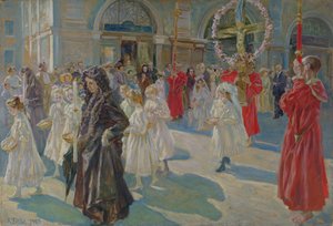Procession de la Fête-Dieu sur la Piazza Grande à Trieste - Arturo Fittke
