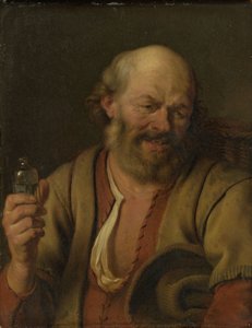 Un homme avec une bouteille de gin