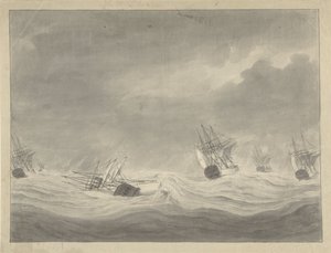 Le naufrage du navire De Unie sous le capitaine Comte de Welderen en mer du Nord, 19 octobre 1782 - Ary van Wanum