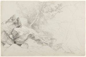 Étude de rochers avec arbres, Hague, Lake George, New York, 1862