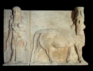 Art mésopotamien (Assyrie) : cour du palais du roi d
