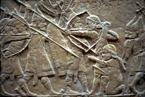 Assurbanipal à la bataille de Til-Tuba, 650-620 av. J.-C. - Assyrian