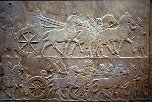Assurbanipal à la bataille de Til-Tuba, 650-620 av. J.-C. - Assyrian
