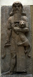 Héros Gilgamesh maîtrisant un lion, 722-705 av. J.-C.