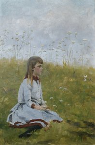 Fille dans un pré fleuri (vers 1885)
