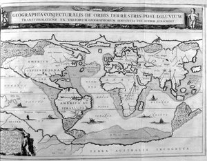 Carte géographique du monde après le déluge, 1675 - Athanasius Kircher