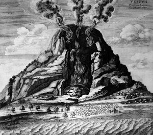 Volcan du Vésuve - dans « Le Monde souterrain » par Athanasi Kircheri - Athanasius Kircher