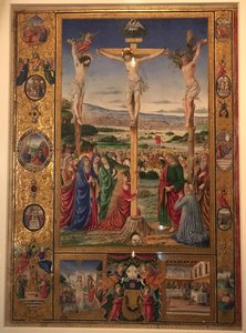 Crucifixion, miniature détachée du Missel de Thomas James.