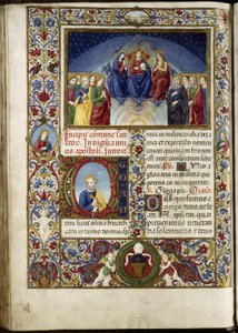 Missel de Thomas James : le paradis céleste, avec une lettrine représentant saint Pierre.