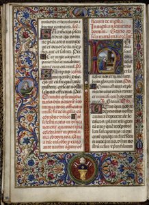 Missel de Thomas James : lettrine avec la nativité