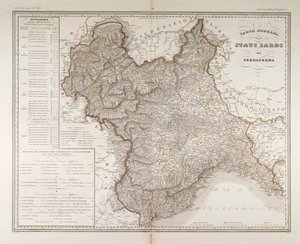 États sardes sur le continent. Carte par Attilio Zuccagni-Orlandini, tirée de l