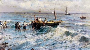Paysage marin avec pêcheurs