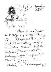 1ère page de la lettre autographe à Frederick Evans, vers 1893