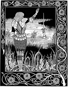 Excalibur récupéré par la Dame du Lac, 1893 - Aubrey Beardsley