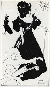 Pierrot en caddie, design pour une carte de club de golf - Aubrey Beardsley