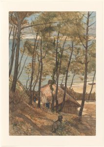 Vue depuis une colline sur une maison au bord du golfe d